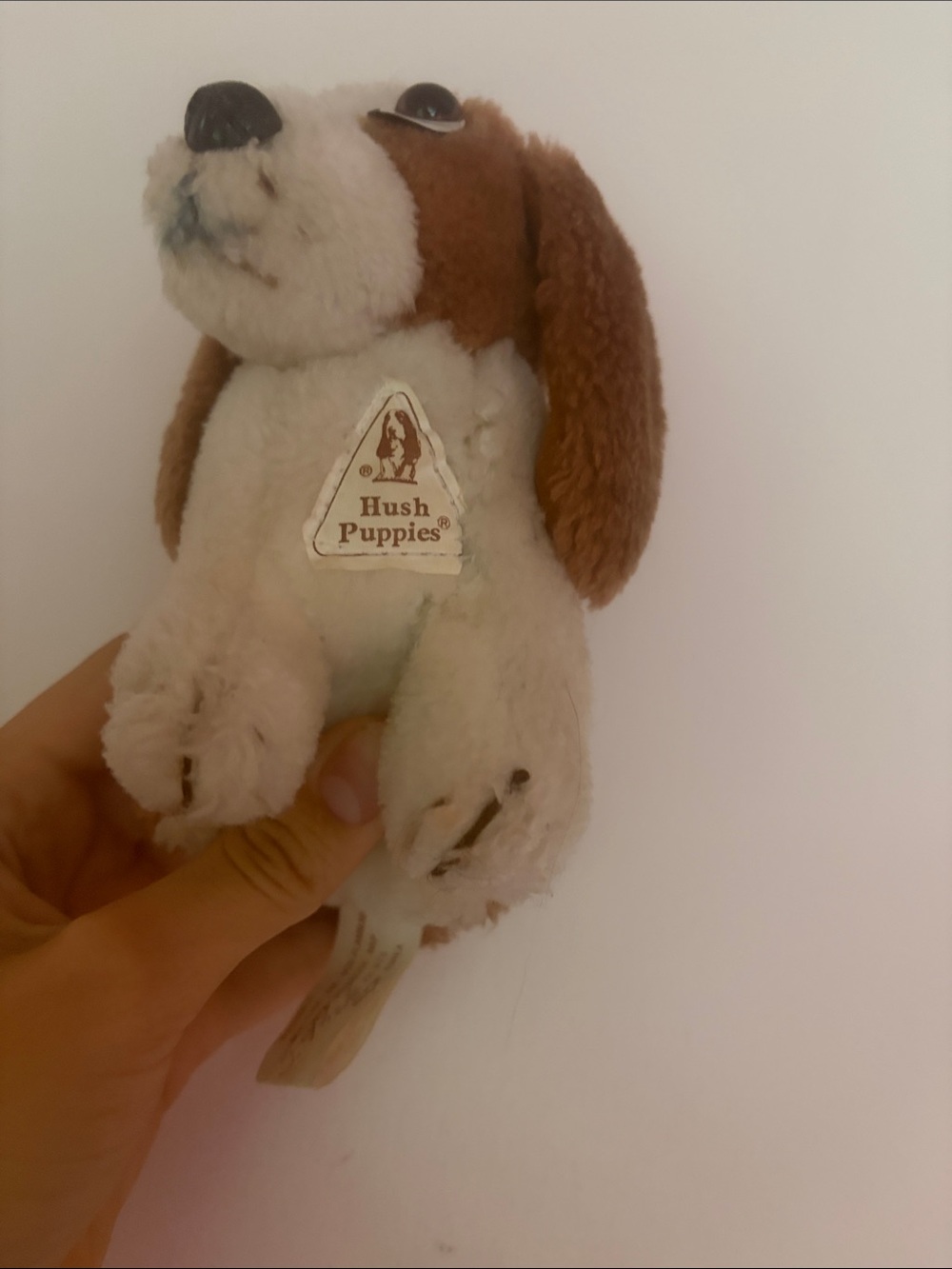 Vintage Hush Puppies Plush Puppy in White and Brown